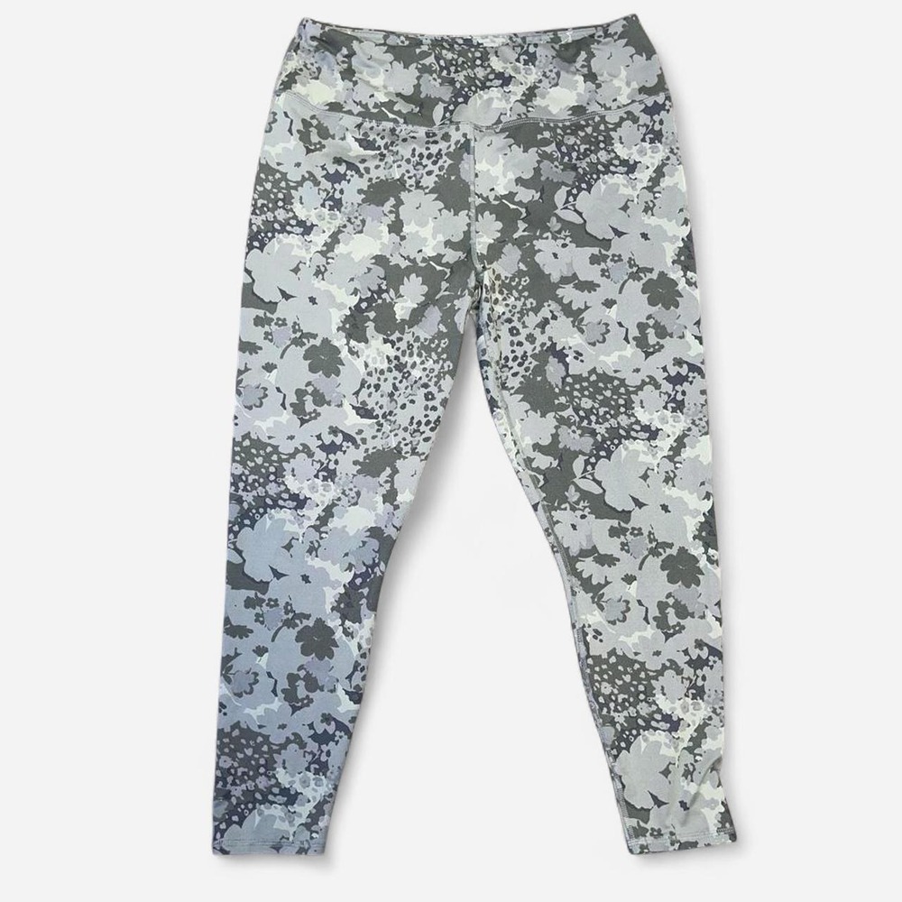 Maurices Womens XL Grey Green Floral Camo High Rise Active Leggings Yoga Pants